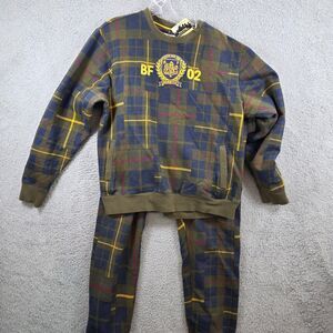 Born Fly Plaid Sweat Shirt & Pant Jogger et BF Men's Size XL  / Large
